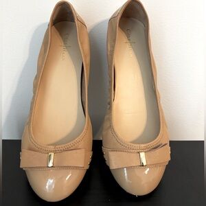 Cole Haan EUC Patent Leather Cap Toe Ballet Comfort Flat Nude size 7